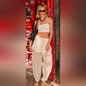 Free People Tongue Tied Ivory Sheer Balloon Pants